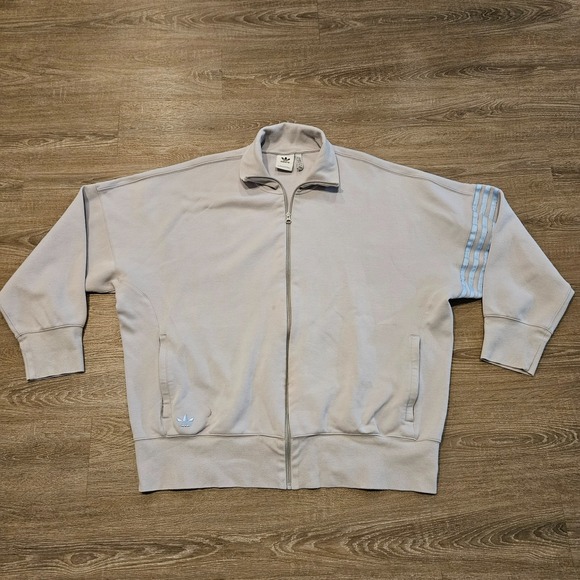 adidas Other - Adidas Originals Full Zip Track Jacket Men's XL Gray Blue Trefoil 3 Stripe